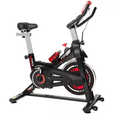 Bicicleta Spinning Fija Regulable Profesional Con Ruedas Color Negro