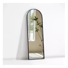 Espelho Oval Base Reta Com Moldura Metal 1,70x0,50 Luxo Cor Da Moldura Preto
