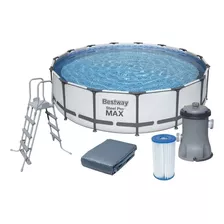 Piscina Bestway Estructural 14970l + Filtro + Escalera+ Lona Color Gris