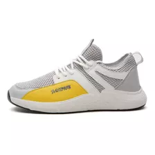 Zapatillas Sport Gris Soporte Detalle Amarillo Shein