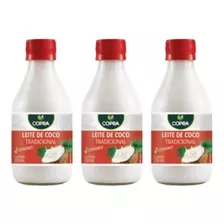 Kit 3 Unidades Leite De Coco Tradicional Copra Vidro 200ml