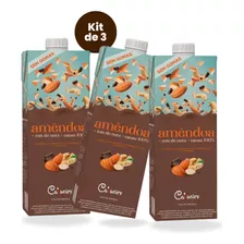 Kit 3 Leite Vegetal Amêndoa Mix De Nuts E Cacau 1l- Cajueiro