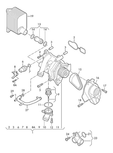 Junta Empaque Liga Bomba Agua Tiguan Golf Bora Passat 2.0t Foto 3