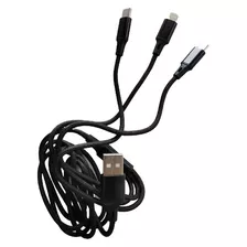 Cable 3 En 1 2.4a 1 Metro Usb Tipo C, Micro Usb Y Lightning