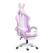 Cadeira De Pc Gamer Rosa Violeta Com Orelhinha De Coelho Cor Lilás Material Do Estofamento Algodão