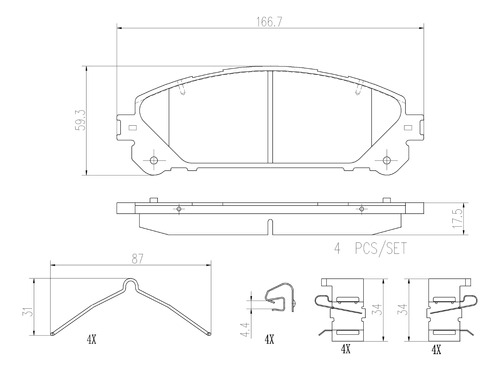 Balatas Delanteras Toyota Sienna 2014 3.5l Brembo Foto 2