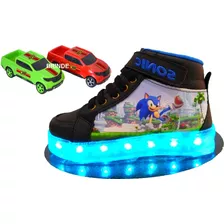 Tênis De Led Recarregável Infantil Masculino Sonic + Brinde