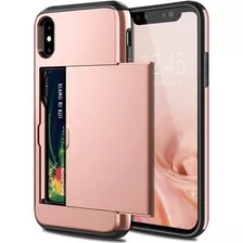 Funda Para iPhone X, Rosa/resistente/tarjetera/suave