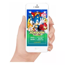 Sonic Invitación Cumple Personalizada Tarjeta Digital 