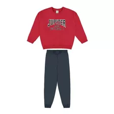 Conjunto Infantil Menino Blusão E Calça Moletom Vermelho 