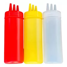 Dispensador De Salsas Condimentos Botella Plastico Pack De 3