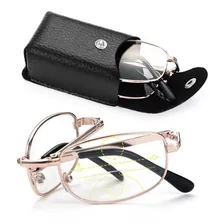 Lentes De Lectura Bifocal Plegable Marco Metal Dorado (+3.0)