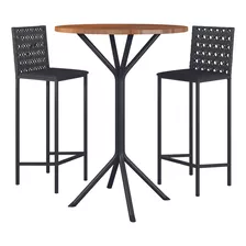 Conjunto De Mesa Bistrô Com 2 Banquetas Guarujá Preto/freijó