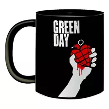 Caneca Porcelana Green Day Preta Coleção Punk Rock Anos 90