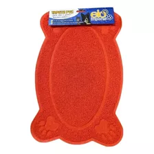 Tapete Arranhador Para Cães E Gatos Em Pvc Oval Patinhas Cor Laranja