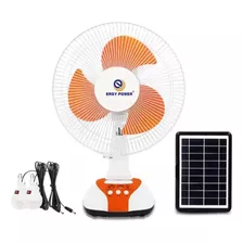 Ventilador Solar De 3 Aspas 30cm Con Luz Cargagador Usb Y 2 Lamparas Ecologicos Energia Renovable Purare Technologic®