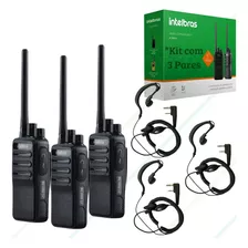 Kit 6 Rádio Comunicador Intelbras Uhf Rc3002 +6 Fone +brinde Cor Preto