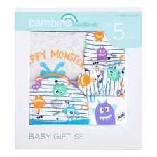 Set De Regalo 5 Piezas Ajuar Monster Bambino 0-3 Meses