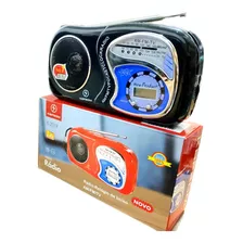 Rádio Bolso Mini Am/fm/tv Relógio Cor Preto A Pilha 