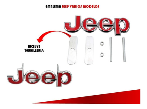 Emblema Para Parrilla Jeep Rojo Con Filo Cromado Foto 2