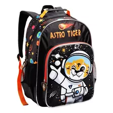 Mochila Infantil Costas Menino Astronauta Tigre Grande 2023