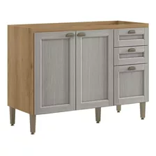 Balcão Cozinha Para Pia 120cm 2 Portas 3 Gavetas Londres Thb