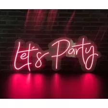 Kit 2 Placas Luminoso Neon De Led - Let´s Party 70cm + N50cm