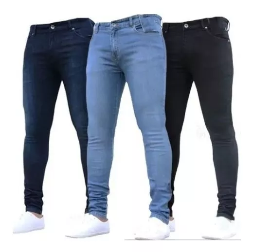 Kit 3 Calça Jeans Masculina Slim Elastano Lycra Premium