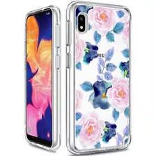 Funda Para Samsung Galaxy A10e (diseno Flores Rosa Y Azul)