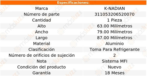 Toma De Refrigerante Aluminio 2 Pernos Van L4 2.2l 88/89 Foto 3