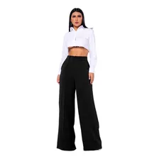 Calça Alfaitaria Pantalona Wide Leg Social Feminina