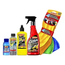 Kit Cera Painel Novo Cristalizador Detergente Microfibra 5x1