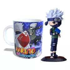 Kit Naruto Caneca Kakashi + Figura De Ação 14cm Pvc