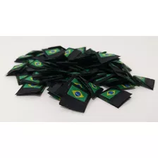 500 Etiquetas Brasil Bandeira Bordada 1,5x3,5 Preta