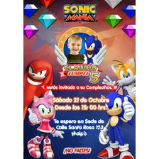 Invitación Digital Sonic Personalizada Cumpleaños