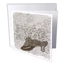 Vintage Shoe With French Script Greeting Card 6 X 6