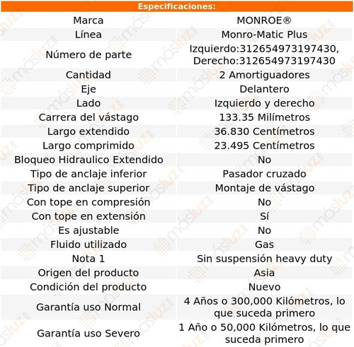 Kit 2 Amortiguadores Del Monro-matic Plus Roadmaster 91/96 Foto 3