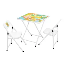 Conjunto Fantasia Mesa Infantil Açomix 2 Cadeiras - Pic Nic Cor Branco