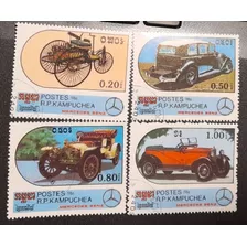 Sello Postal Camboya - Automovilismo Mercedez Benz 1986