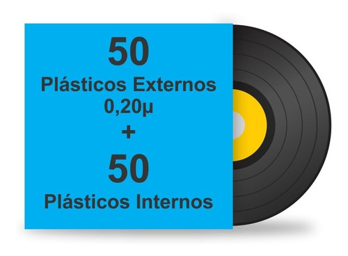 100  Plásticos Para Lp Disco Vinil. 50 Ext. Grosso + 50 Int