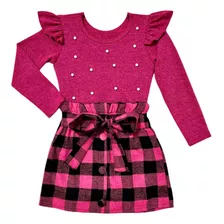 Roupa Infantil Menina Blusa E Saia Flanela Country Junina