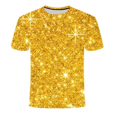 Camiseta Estampada En Oro Brillante Para Hombre/mujer, Marca