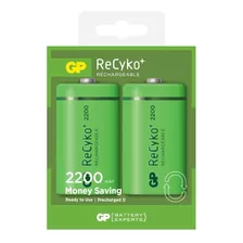 Pilas Recargable Tamaño D Gp 2 Piezas 2,200 Mah Recyko Nimh