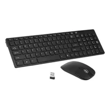 Teclado E Mouse Sem Fio Wireless Usb Super Compacto Premium Cor Preto Slim Optico 