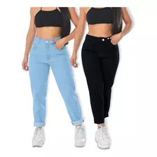 Kit 2 Calça Jeans Feminina Mom Premium Cintura Alta Atacado