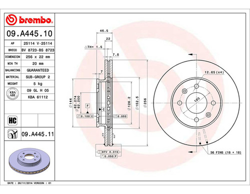 Par Discos Brembo Para Hyundai Accent Gl 2006 Delantero Foto 2