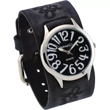 Nemesis Kvfb108k Reloj Con Correa Ancha De Cuero En Negro Ca