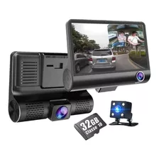 Câmera Filmadora Veicular 3 Câmeras Fullhd Dvr Car + Memória