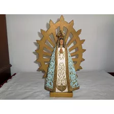 Antigua Figura Religiosa Virgen De Lujan Goma Dura Y Madera