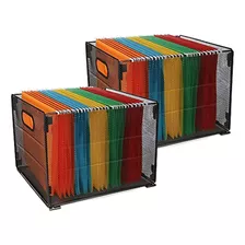 Samstar 2 Pack File Folder Box, Mesh Metal File Crate Organ